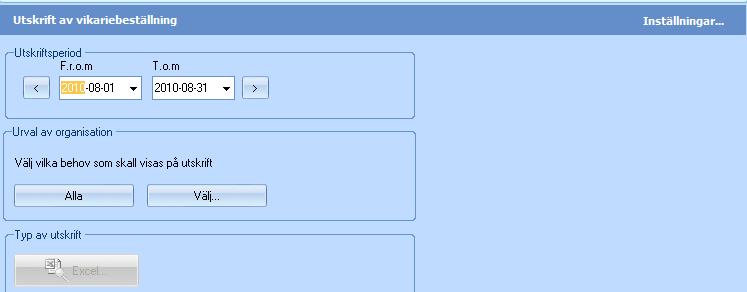 Utskrift av vikariebeställningar Denna rapport används endast av kunder som har Medvinds vikariemodul. Listan hämtar sina uppgifter från de beställningar som finns.
