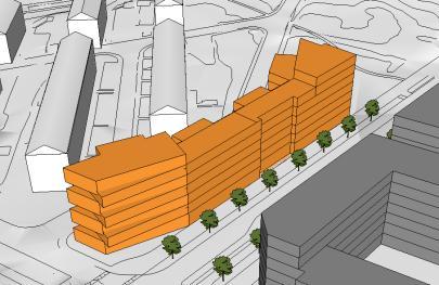 En annan viktig princip är att stärka Östra Eriksbergsgatan och Säterigatans uttryck som stadsmässiga huvudgator med högre byggnader och aktiva bottenvåningar som möter gatan.