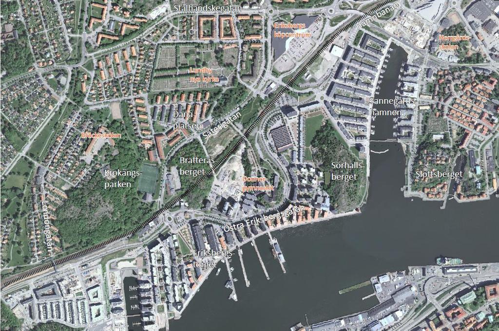 Planens syfte och förutsättningar Syfte Planens syfte är att möjliggöra att Hamnbanan förläggs i tunnel och att en sammanhängande blandad bebyggelse kan skapas från Säterigatan i norr till Östra