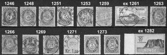1256 44Bba, Bbc 1883 Oskuggat posthorn 20 öre grönblå, ny plåt, med punkt efter POSTFRIM, vm 1 stående och liggande (2). F 2800 (Färgfoto) o 650:- 1257 46 1884 Oskuggat posthorn 25 öre mattviolett.