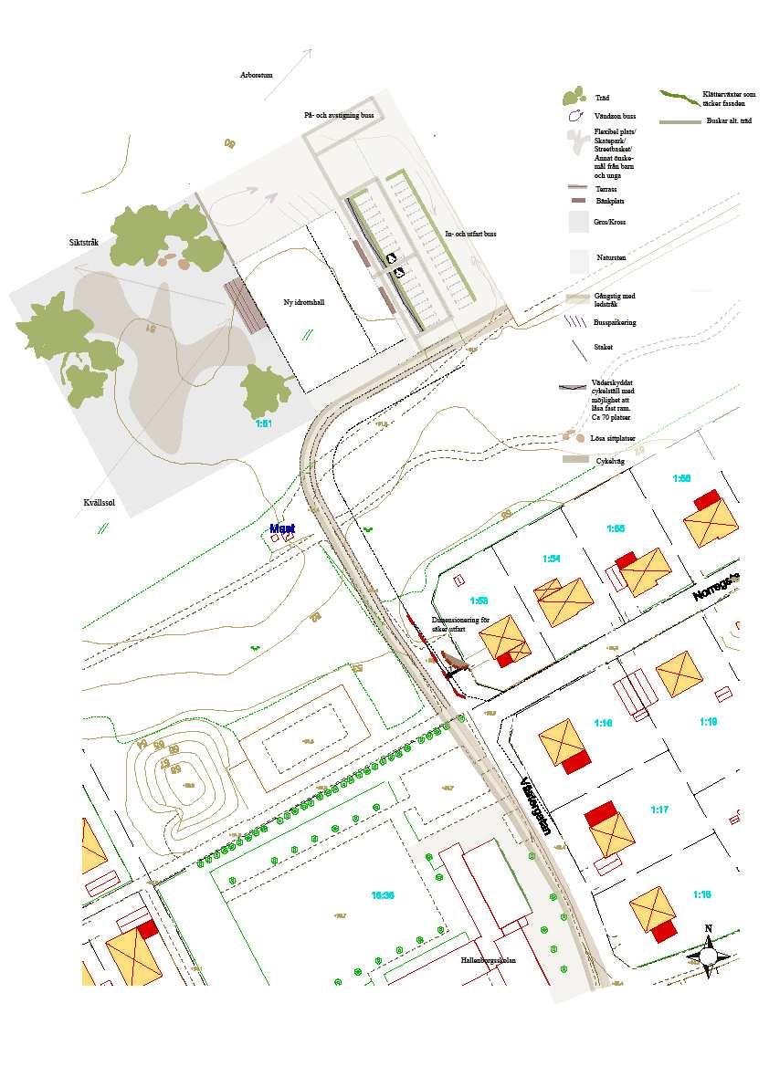 Planförslaget I den västra delen av planområdet möjliggörs uppförandet av en kombinerad idrottshall och gymnastiksal. Utformningen är i detta skede inte bestämd.