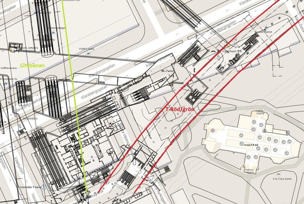 Gällande för T-blå var att gränsvärdet sattes för området kring stationen till 92 mm/s och för T-röd/grön gällde 100 mm/s för