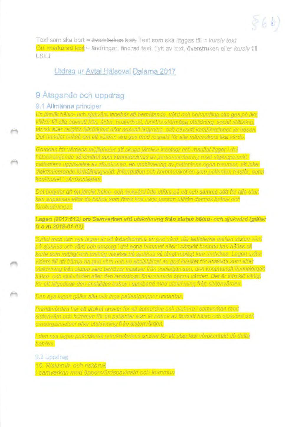 Text som ska bort = överstruken text.