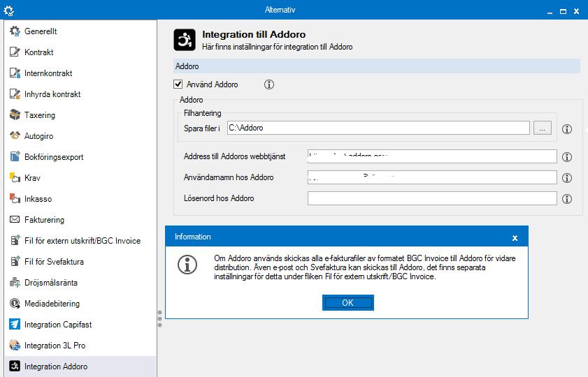 INTEGRATION TILL ADDORO Om Addoro används skickas alla fakturafiler av formatet BGC Invoice till Addoro för vidare distribution.