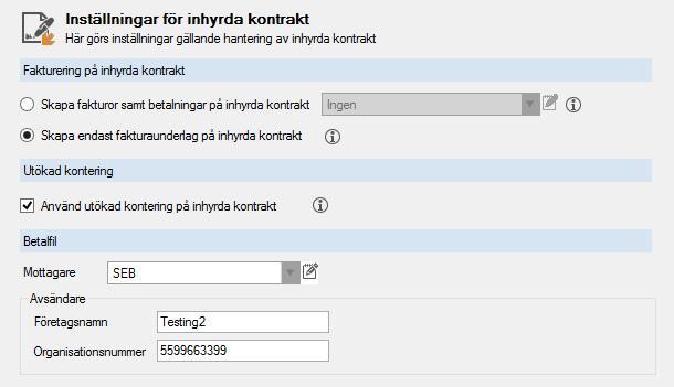 INHYRDA KONTRAKT Arbetar ni också med inhyrda kontrakt i systemet kan ni här göra inställningar