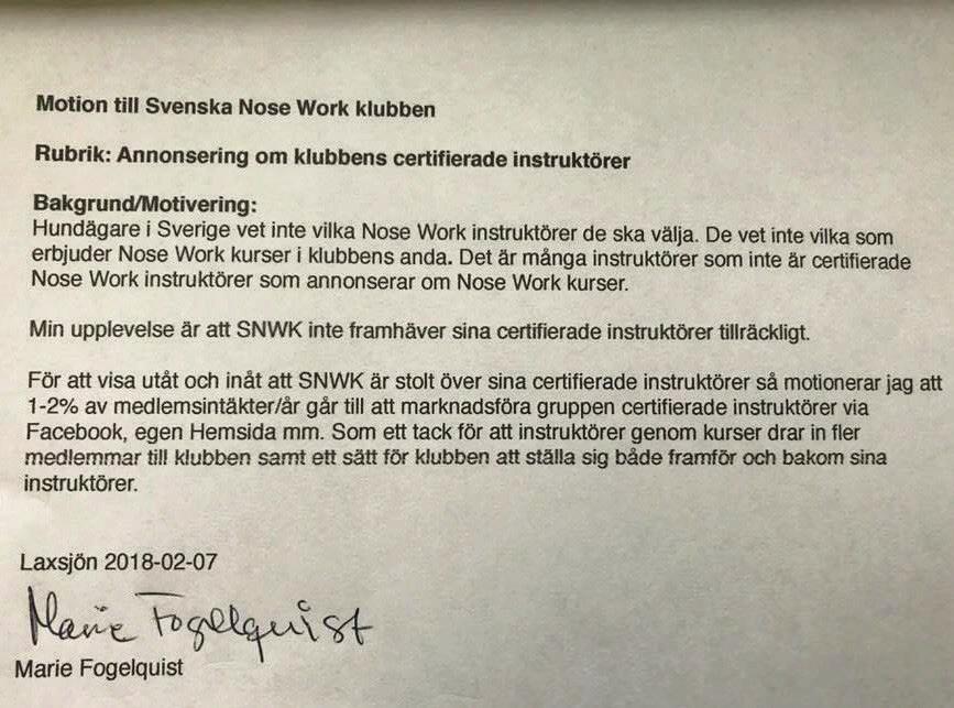 Motion angående tydligare arrangörsmanual För de tävlandes skull och för att underlätta under tävlingsdagar vore det önskvärt med tydligare direktiv.