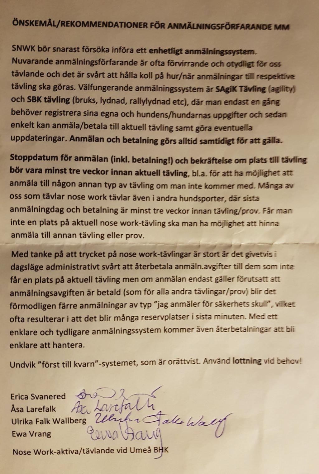 Önskemål/rekommendationer kan