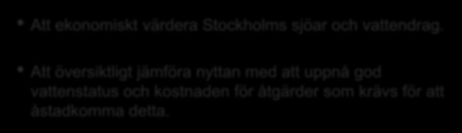 Projektets huvudsakliga syfte Att ekonomiskt värdera