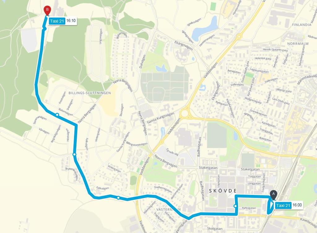 8 KOLLEKTIVTRAFIK TILL BILLINGEN 2 Nuläge Kollektivtrafiken till Billingen är idag mycket begränsad och utgörs av linje 21 som är anropsstyrd.