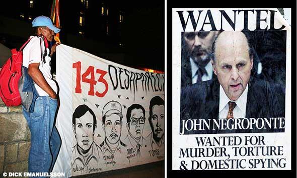 dödsskvadronen Bataljon 3-16 då den starke mannen i landet var USAambassadören John Dimitri Negroponte.