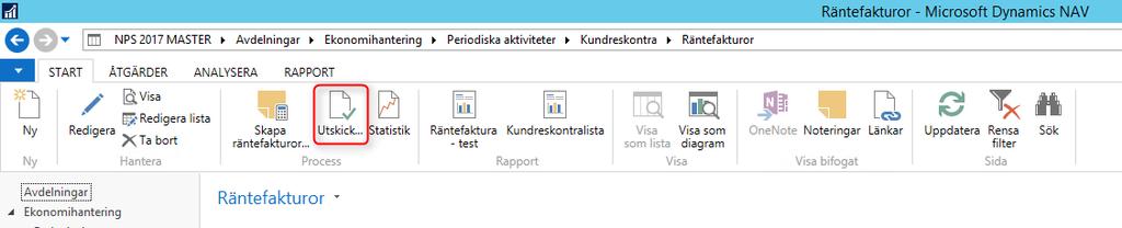 Utskick av räntefakturor När du vill skicka ut en räntefaktura till kund så klickar du på