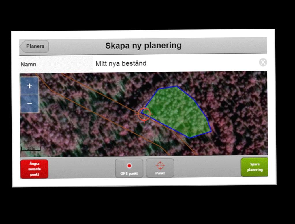 Spara din planering När du ritat yta och satt namn sparar du beståndet. Du kommer få en kontrollfråga om vilket skifte du vill spara beståndet på.