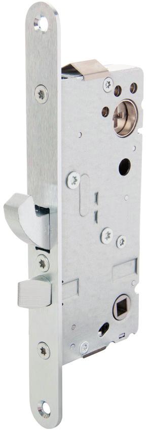 Assa Connect 4 Ett fallhakregellås för entrédörrar, skjut- och pendeldörrar försedda med draghandtag eller tryckplatta. Låset finns i dorndjupsutförande 35, 50 eller 70 mm.