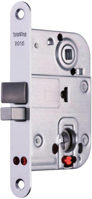 Abloy innerdörrlås 204 Ett fallregellås för innerdörrar, badrums- och toalettdörrar. Låset finns i dorndjupsutförande 45 mm och reglas med nyckel eller toalettvred.