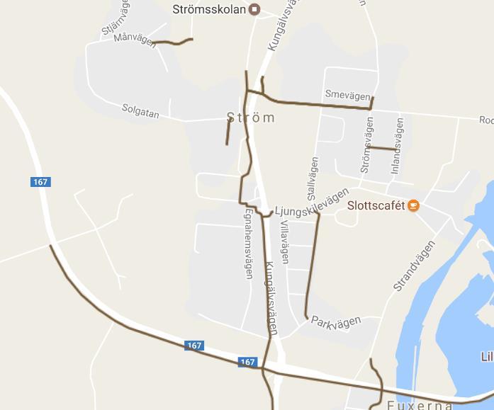 TRAFIKUTREDNING STRÖM, LILLA EDETS KOMMUN 7 Tunnel under Kungälvvägen (Gång- och cykelbanan i Roddgatans förlängning) Gång- och cykelpassage söder om korsningen