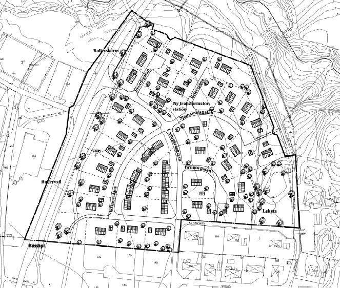 16 TRAFIKUTREDNING STRÖM, LILLA EDETS KOMMUN Figur 16 Illustrationskarta "Stallgärdet, norra delen" 3.1.2 Stallgärdet, södra delen I Figur 17 redovisas detaljplanens plankarta och i Figur 18 en illustrationskarta.