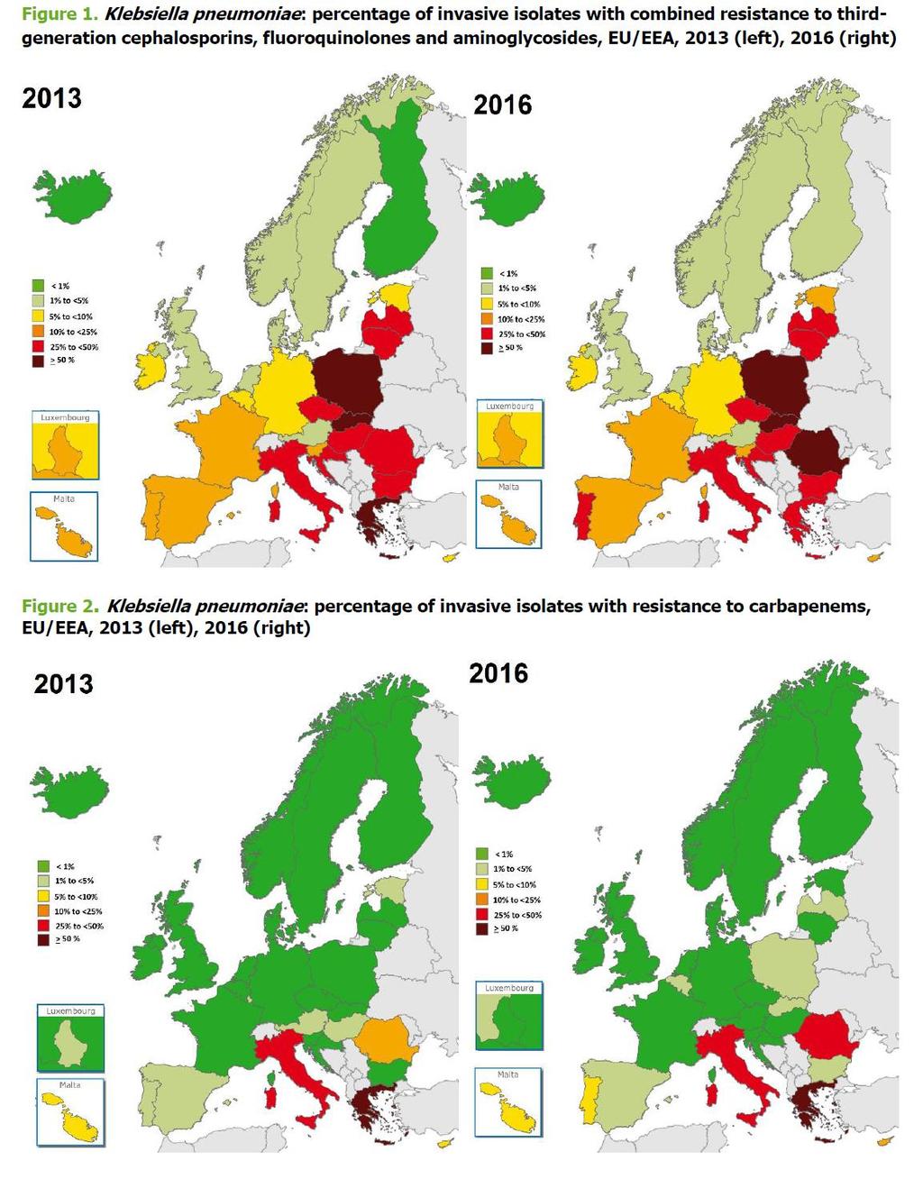 Antibiotikaresistens Europa per land Invasiv Klebsiella pneumoniae t ex sepsis med spridning från