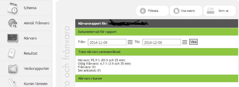 Närvaro För att få en översikt över ditt barns närvaro klickar du på Närvaro.
