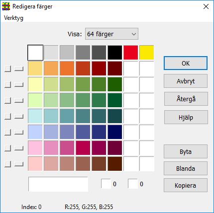 Garn Redigera färger I Garn Redigera färger finns mer avancerade möjligheter att arbeta med färgerna och paletten.