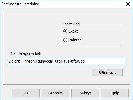 Öppna ett nytt tomt mönster för att göra nyckeln. Partierna definieras med olika färgindex. Här med fyra vita och fyra gula färger/index med samma bokstavssymboler som i partimönstret.