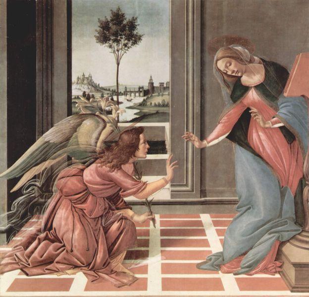 Sandro Botticelli målade även han sin version av Bebådelsen.