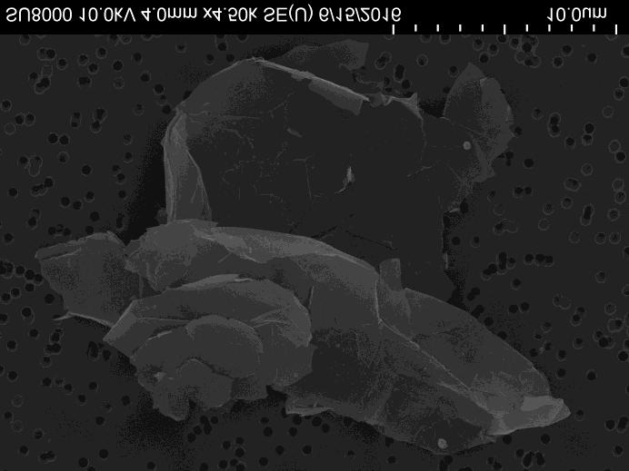 Skalstrecket motsvarar 10 µm. 3.6 Arbetsplats E: Ytmodifiering för minskad friktion Vid arbetsplats E hanterades nanofibrer av titandioxid samt grafenoxid.