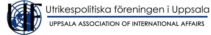 Uppsala den 1 oktober 2017 Dagordning: Styrelsemöte. Utrikespolitiska föreningen i Uppsala den 1:a oktober 2017 1. Öppnande av m öte Mötet öppnades kl. 14.