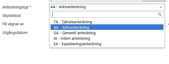 3. Välja typ Välj vilken typ av anteckning