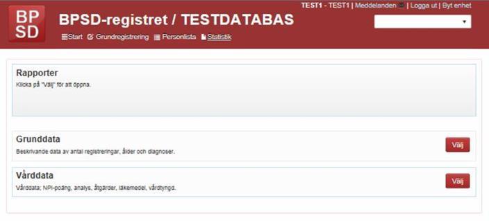 STATISTIK Grunddata & Vårddata Statistiken tar du fram från Startsidan. Klicka på Statistik.