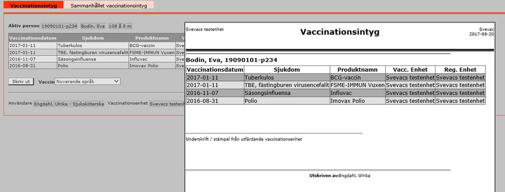 Ange vem som är informationsmottagare för vaccinationsintyget. Informationsmottagare är den person eller instans som ska ta emot dokumentet.