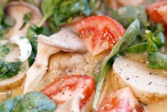 n RECEPT, ÖSTERSJÖVÄNLIG MAT Bondomelett, 4 portioner Klimatsmart köttfärssås, 4 personer 4 ägg 4 dl mjölk 500 g kokt potatis 50 g ostronskivling 1 gul lök 1 näve babyspenat 2 tomater 1 knippe