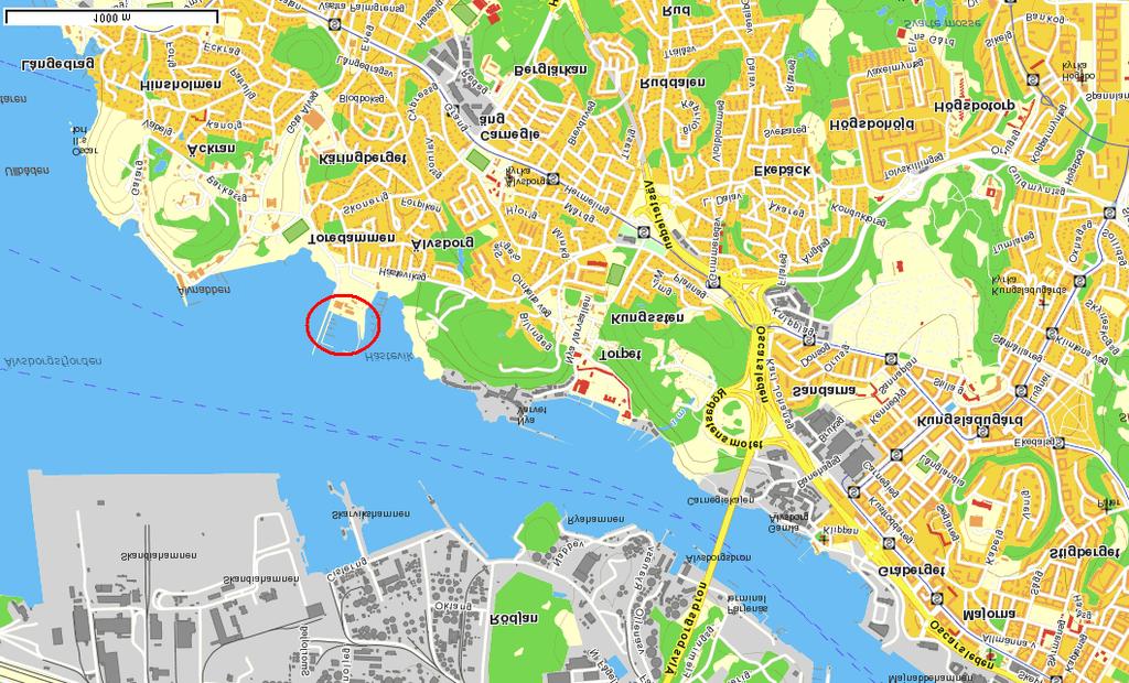5 (24) Bild 2 Röd ring markerar Tånguddens läge i västra Göteborg Tånguddens hamn anlades i slutet av 1960-talet som en bogserbåtshamn åt Röda bolaget.