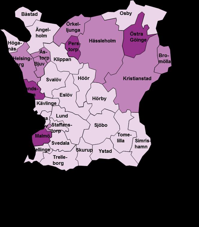 Inskrivna arbetslösa i Skåne län april 2017 som andel (%) av den registerbaserade arbetskraften 16 64 år = 8,7 % = 8,8 10,8 % = 10,9 % Genomsnitt för länet +/- 1 procentenhet Kommun Inskrivna