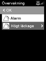 Stänga av aktiverade alarm Tysta alarm: 1. Tryck på ratten: En lista över aktiverade alarm kommer att ses och den blinkande ikonen för Tysta alarm kommer att visas i övre högra hörnet på skärmen.