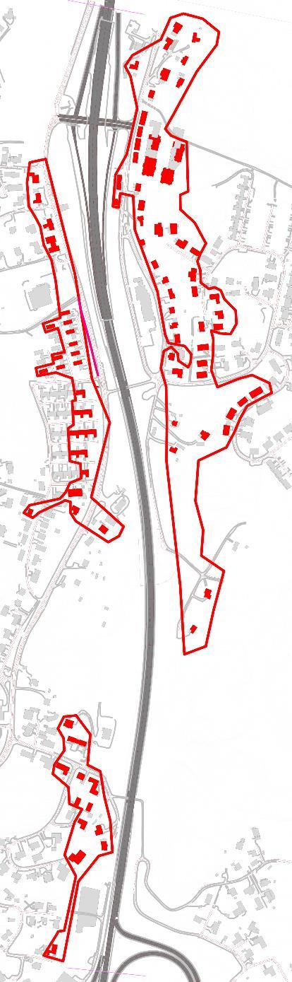 8. Avgränsning av berörda byggnader och områden Som vägledning för redovisning av buller i projektet har Trafikverkets bilaga E3.10 Miljö version 4.0 och avsnitt 2.2 använts.