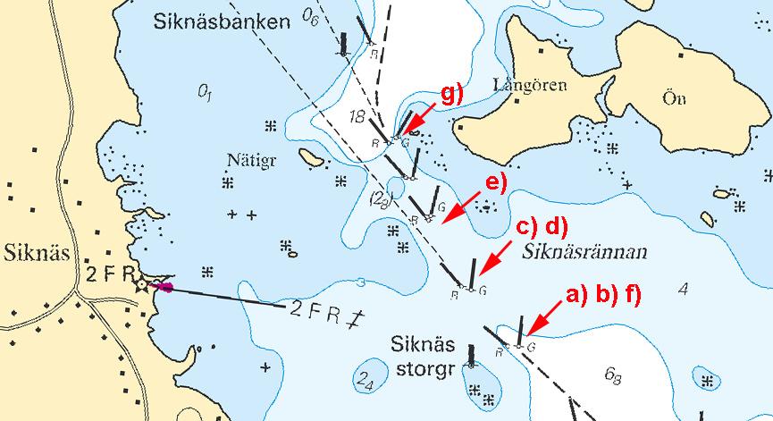 Nr 327 4 * 6757 Sjökort/Chart: 413 Sverige. Bottenviken. Törehamn. Siknäsrännan. Prickar och djup korrigeras.
