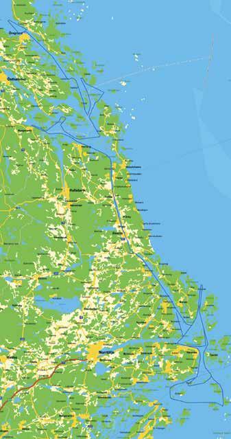 De som kör korta banan går via Marö direkt till Plomman (söder om Tjockö) och den långa banan går via Ålandet och Gräskö österut till Vidinge för att sedan svänga norr ut mot Plomman.