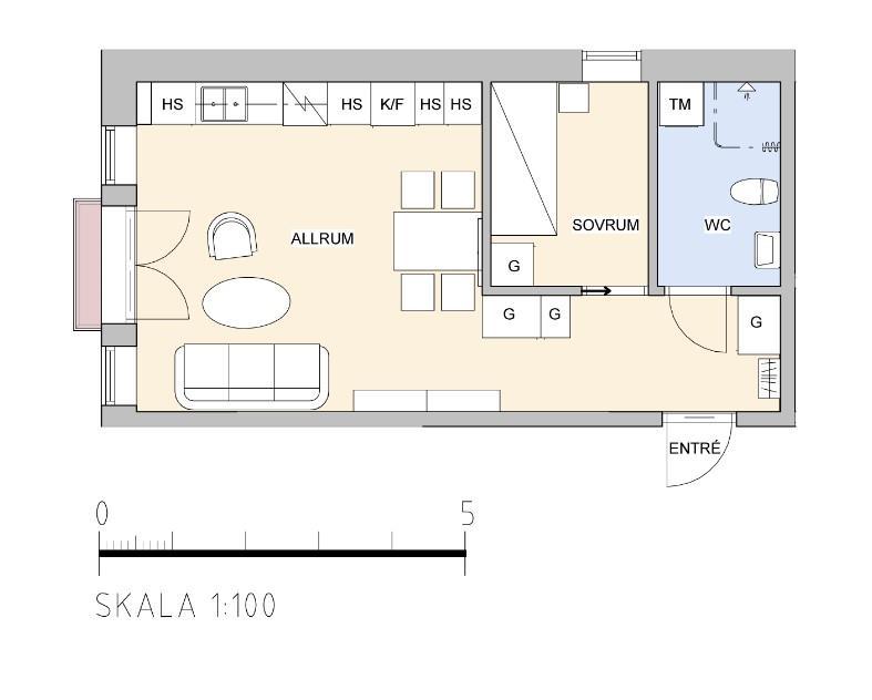 Stuvaregatan, 1 ROK, 39,5 kvm Samtliga planer: