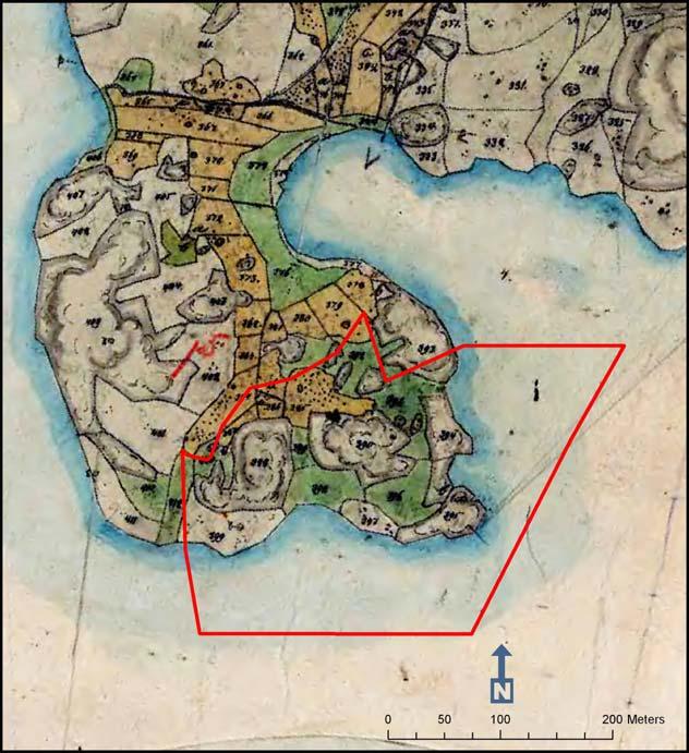 Fig.7 Planområdet på karta från 1858.