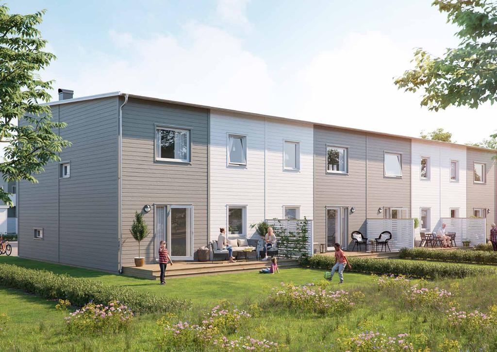STILIGT OCH TÅLIGT Exteriören och utemiljön är minst lika viktig som insidan, tror vi. Det ska kännas bra att komma hemgående längs gatan. Dessutom ska det kännas att huset är välbyggt.