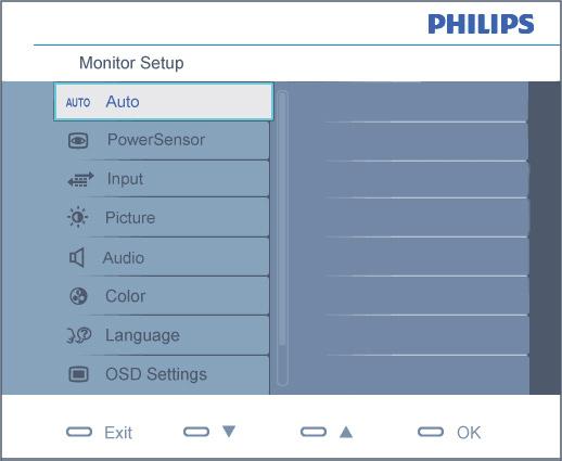 Beskrivning av On Screen Display Vad är On-Screen Display (OSD/visning på skärmen)? On-Screen Display (OSD, eller skärmmeny) är en funktion som finns hos alla Philips LCDskärmar.