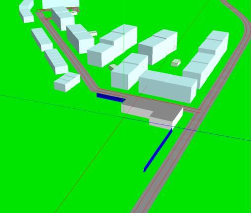 Dimensionerande för lämplighet av lekplats utomhus blir maximala trafikbullernivåer från Hjortvägen samt Nya vägen. Figur 4 visar område lämpligt för uteplats.
