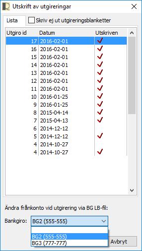 Vid utskrift utgirering går det numera