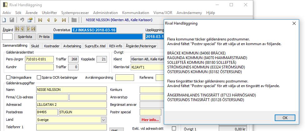 Lagt in kontroll av ev multipla
