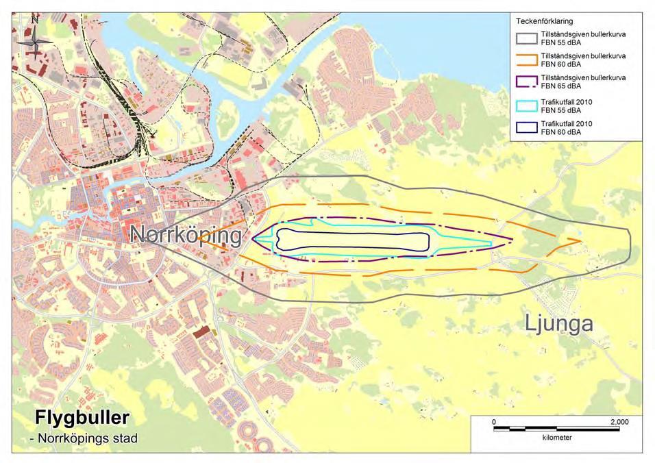 Uppdragsnr: 10215816 2 (5) Figur 1 Flygbuller nivå, FBN, för år 2010 och tillståndsgiven trafik. (ref: Åtgärdsprogram mot omgivningsbuller 2013-2017, Norrköpings kommun.