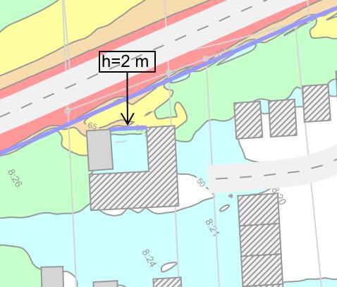 Figur. Lokal skär vid friliggande villa. Vid övriga friliggande villor föreslås en - hög skär längs ed infartsvägen, se Figur ovan.