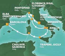Vi börjar i storslagna Rom och tar oss längs den makalöst vackra Amalfikusten, via romantiska Portofino, till både Sicilien och Sardinien.