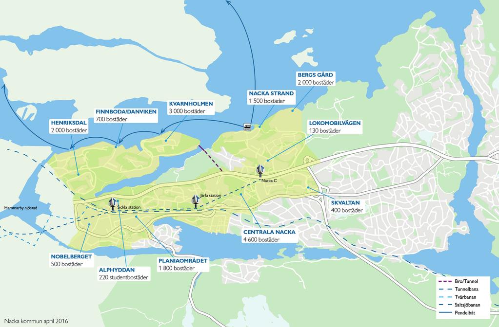 Bilder från Fundamenta, som beskriver och illustrerar stadsbyggnadsprinciper för Nacka stad.
