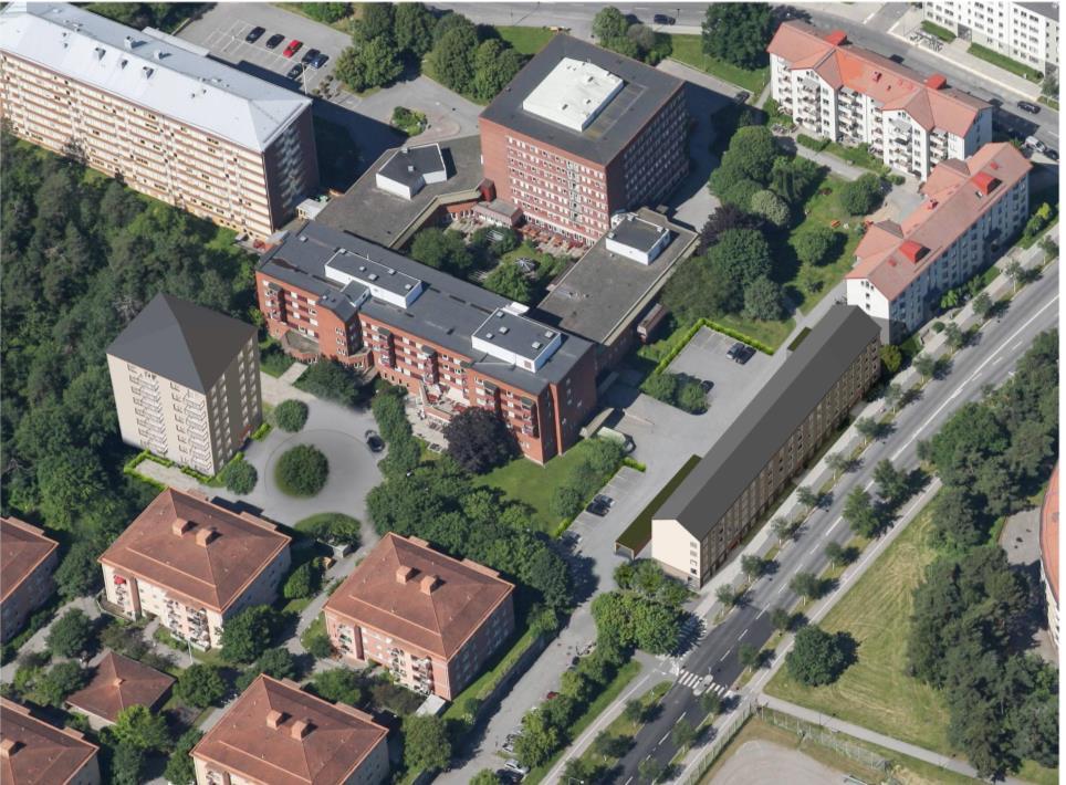 Sida 20 (42) Utformning Förslaget innehåller ett lamellhus i fem våningar placerat längs Vantörsvägen och ett punkthus på åtta våningar placerat vid Elsa Beskows gata.