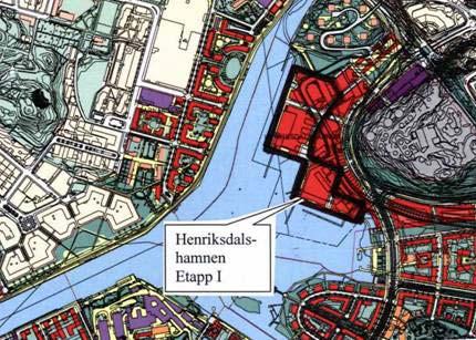 Översiktkarta redovisande reningsverket och de planerade bostäderna i Henriksdalshamnen Det finns ännu inget finansieringsavtal angående Danvikslösen.